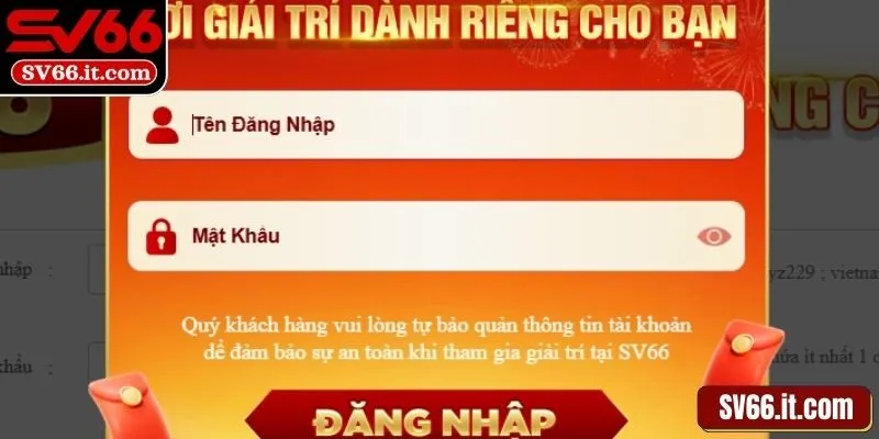Thông tin đăng nhập SV66 cần chính xác